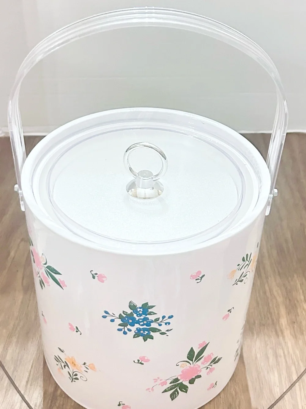 Vintage Coquette Girl Floral Cottagecore Ice Bucket with Clear Lid and Handle